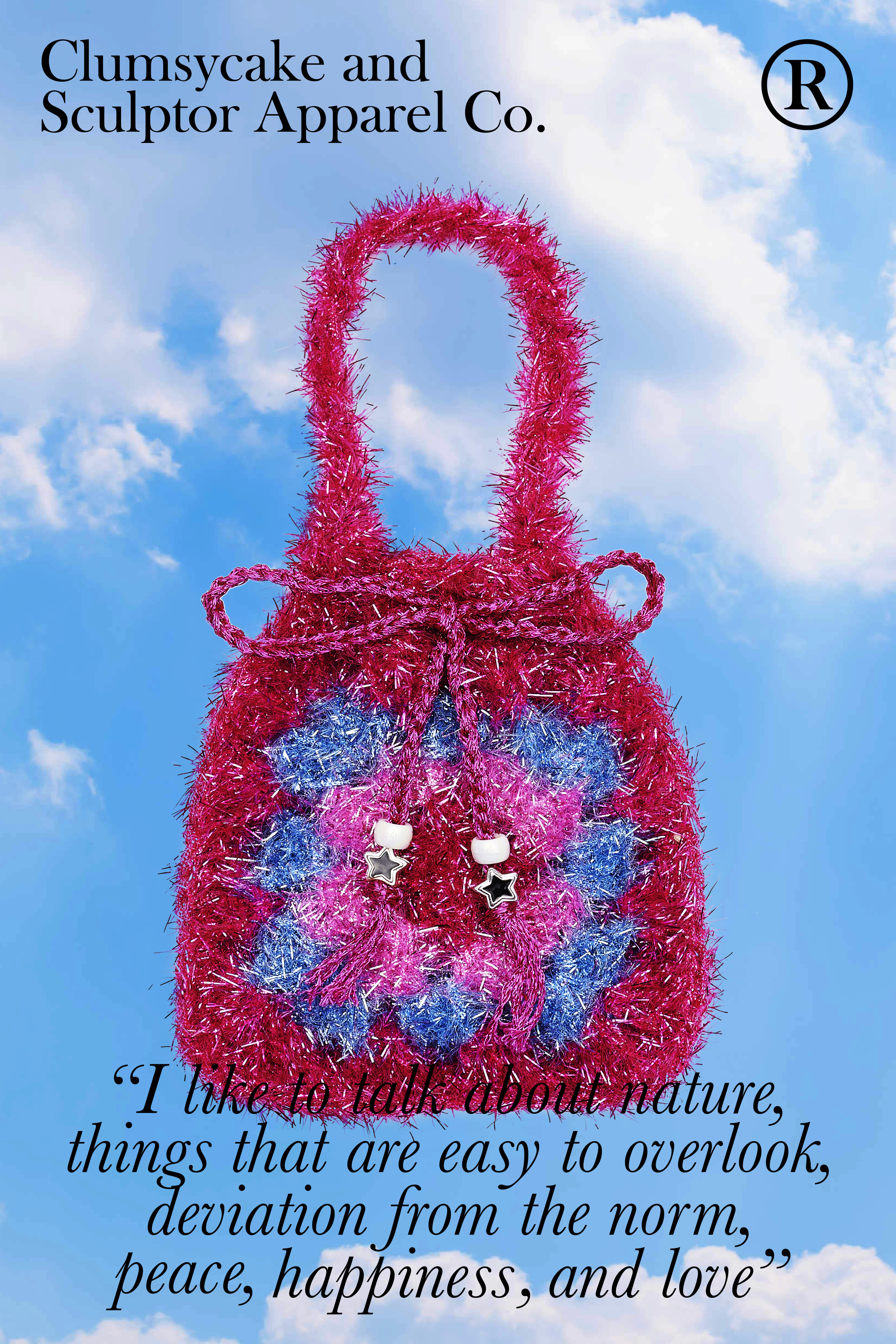 [Sculptor X Clumsy Cake] Crochet Tote Bag Pink