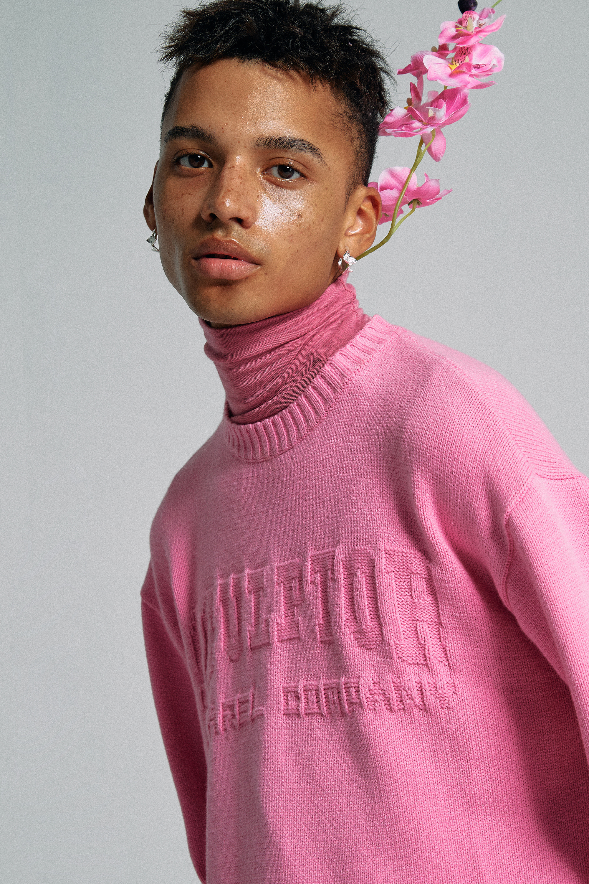 Varsity Crewneck Sweater Pink