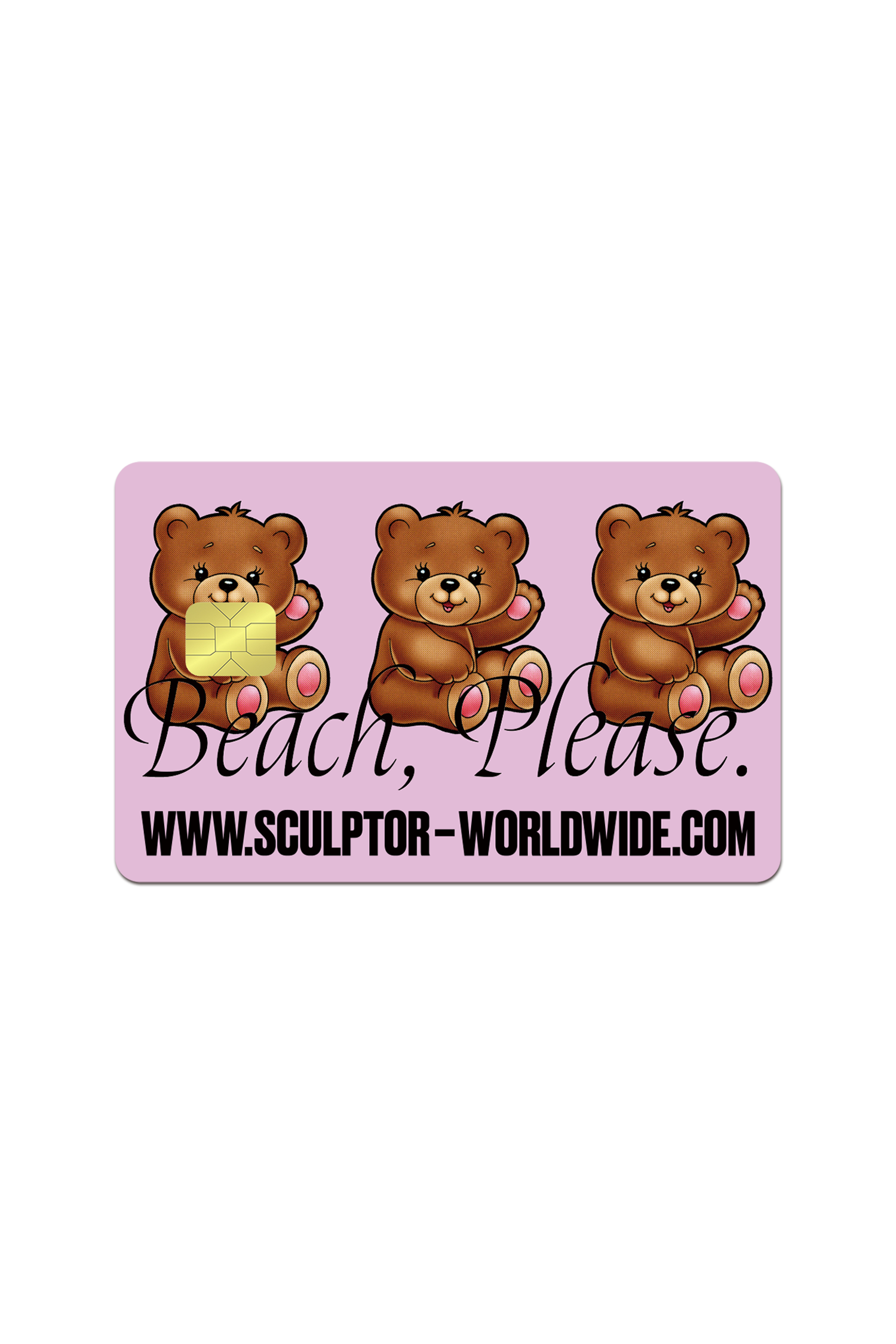 Beach Bear Card Sticker Pink