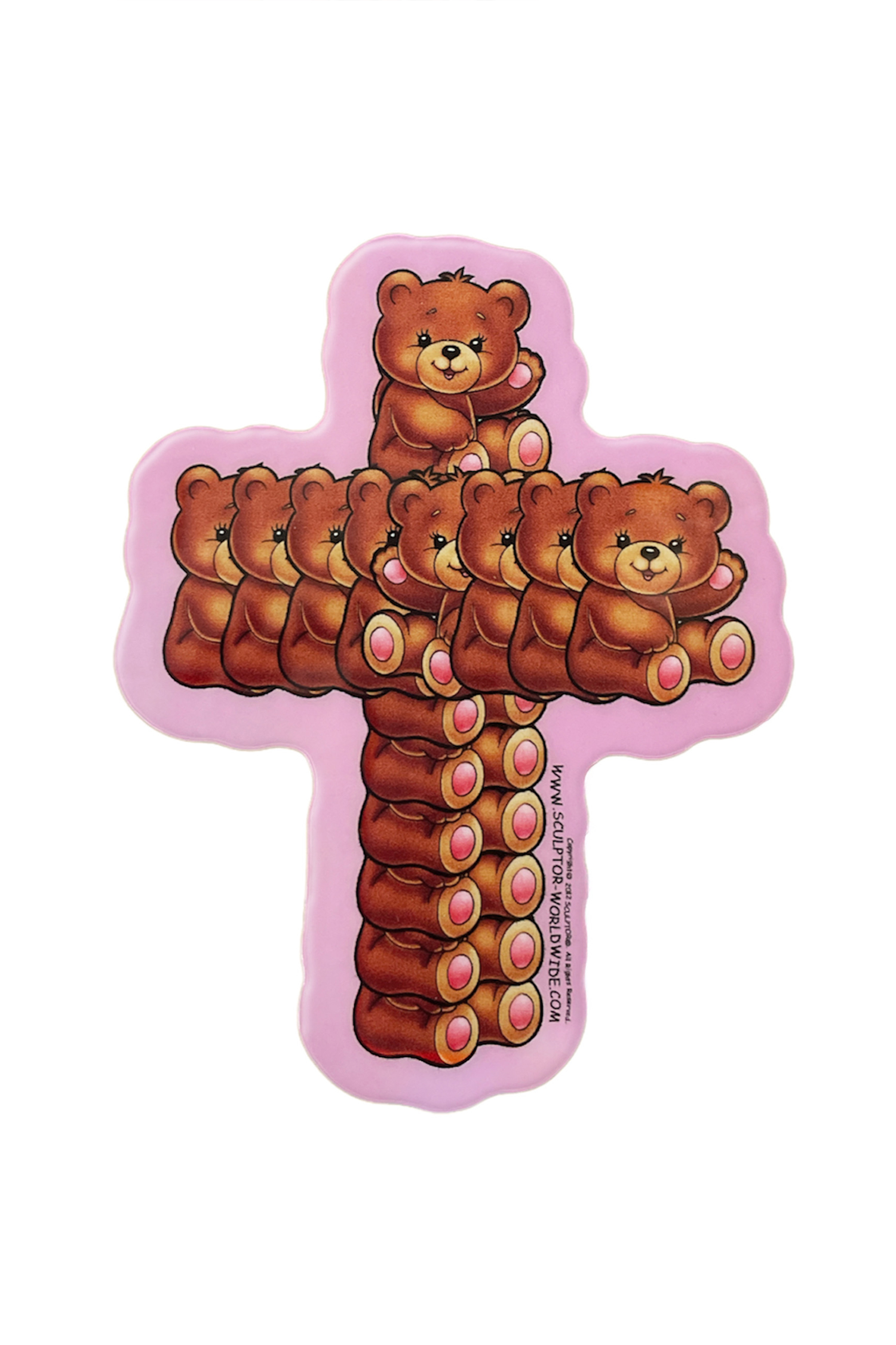 Cross Teddy Sticker Pink